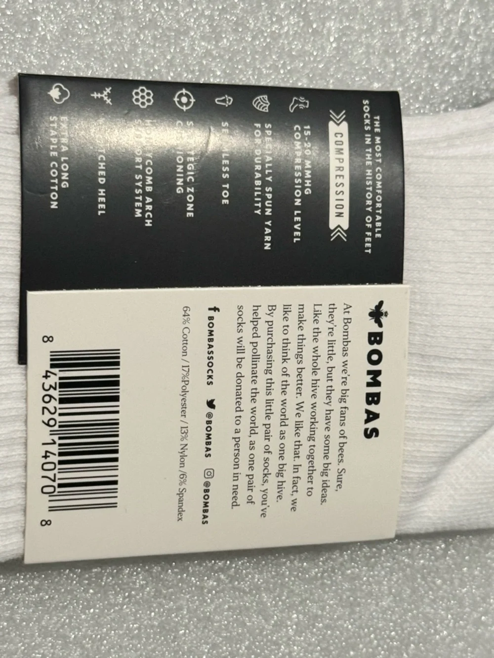 Bombas NWT Unisex 1pr compression & 1-4pk No Show Black White Tan,Gray Medium